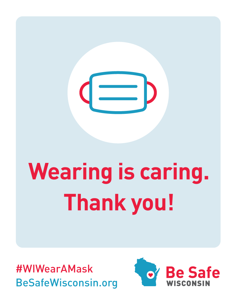 "Wearing is Caring. Thank you!" Business Window Cling